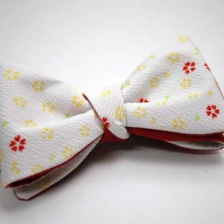 蝶ネクタイ　KIMONO fabric　桜文様　型友禅　上京蝶帯 #501
