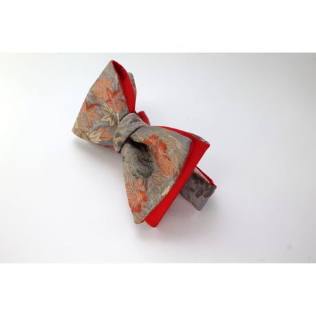 蝶ネクタイ　KIMONO fabric　西陣織 　紅葉　牡丹