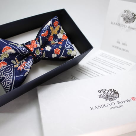 蝶ネクタイ　KIMONO fabric　型友禅　上京蝶帯 #381