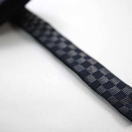 蝶ネクタイ　KIMONO fabric　紺地　市松文様　上京蝶帯
