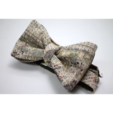 蝶ネクタイ　KIMONO fabric　百人一首　型友禅　上京蝶帯 #519