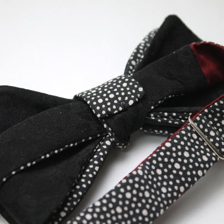 蝶ネクタイ　KIMONO fabric　型友禅　水玉模様　上京蝶帯 #596