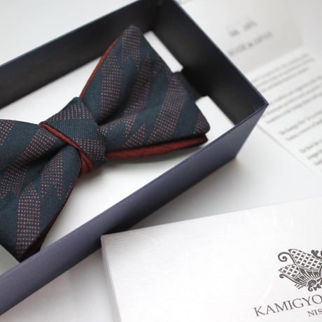 蝶ネクタイ　KIMONO fabric　矢絣　印傳加工　上京蝶帯 #448