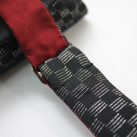 蝶ネクタイ　KIMONO fabric　黒地　市松文様　上京蝶帯 #625