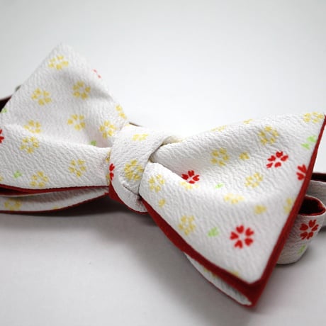 蝶ネクタイ　KIMONO fabric　桜文様　型友禅　上京蝶帯 #501