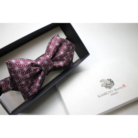 蝶ネクタイ　KIMONO fabric　麻の葉文様 　上京蝶帯