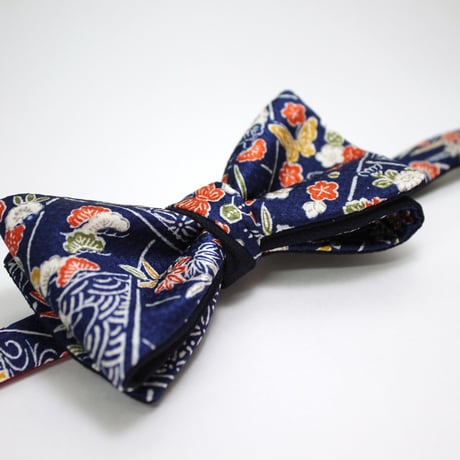 蝶ネクタイ　KIMONO fabric　型友禅　上京蝶帯 #381