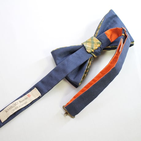 蝶ネクタイ　Noh fabric　佐々木能衣装　手織り　格子文様