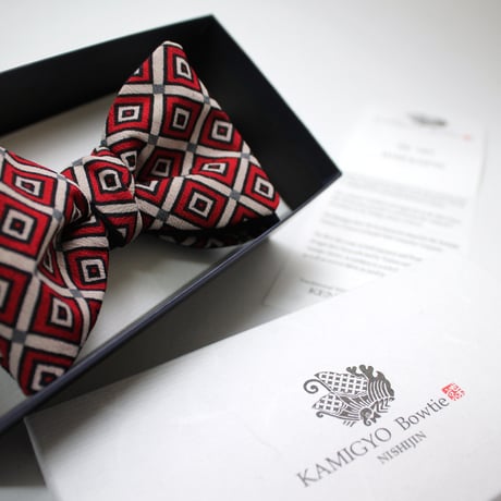 蝶ネクタイ　KIMONO fabric　三枡　型友禅　上京蝶帯 #537