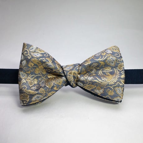 蝶ネクタイ　Noh fabric　金襴　唐草文様に鳳凰　上京蝶帯 #401