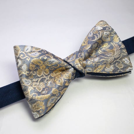 蝶ネクタイ　Noh fabric　金襴　唐草文様に鳳凰　上京蝶帯 #401