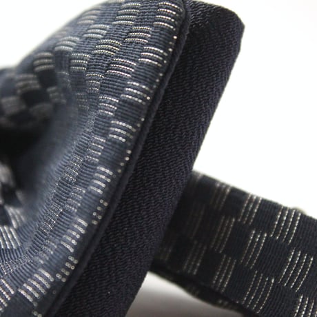 蝶ネクタイ　KIMONO fabric　紺地　市松文様　上京蝶帯