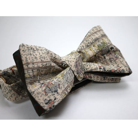 蝶ネクタイ　KIMONO fabric　百人一首　型友禅　上京蝶帯 #519
