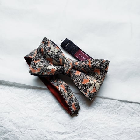 蝶ネクタイ　KIMONO fabric　型友禅　蝶々　上京蝶帯 #924