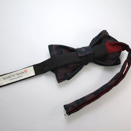 蝶ネクタイ　KIMONO fabric　銀杏唐草　印傳加工　上京蝶帯