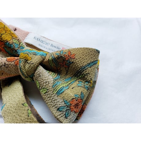 蝶ネクタイ　KIMONO fabric　型友禅　丹後ちりめん　上京蝶帯 #925