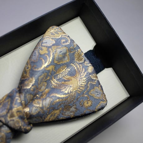 蝶ネクタイ　Noh fabric　金襴　唐草文様に鳳凰　上京蝶帯 #401