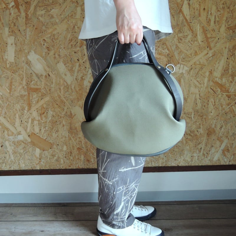 OR531cM-Khaki】8号帆布×ヌメ革 2wayショルダー付ボストンバッグ