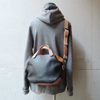 【ORZO】『ベルトセット』ヌメ革　レザー 2way ボストン＆ショルダーバッグ　ネイビー×ベージュ OR324