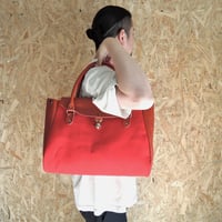 【ORZO】8号帆布＆ヌメ革 ボストンBAG(M) A4ファイル対応 レッド×レッド OR-513c