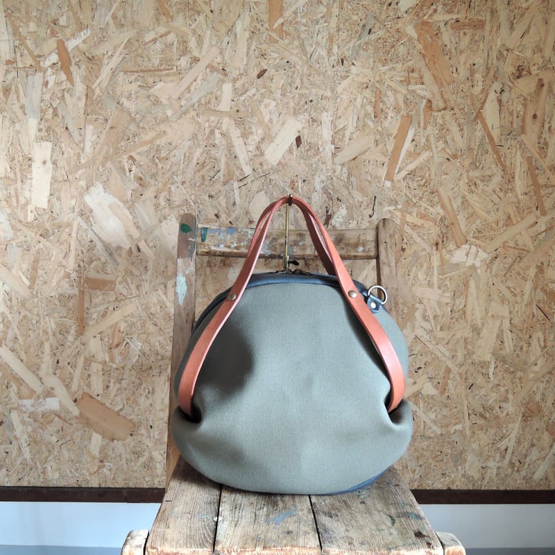 OR531cM-Khaki】8号帆布×ヌメ革 2wayショルダー付ボストンバッグ