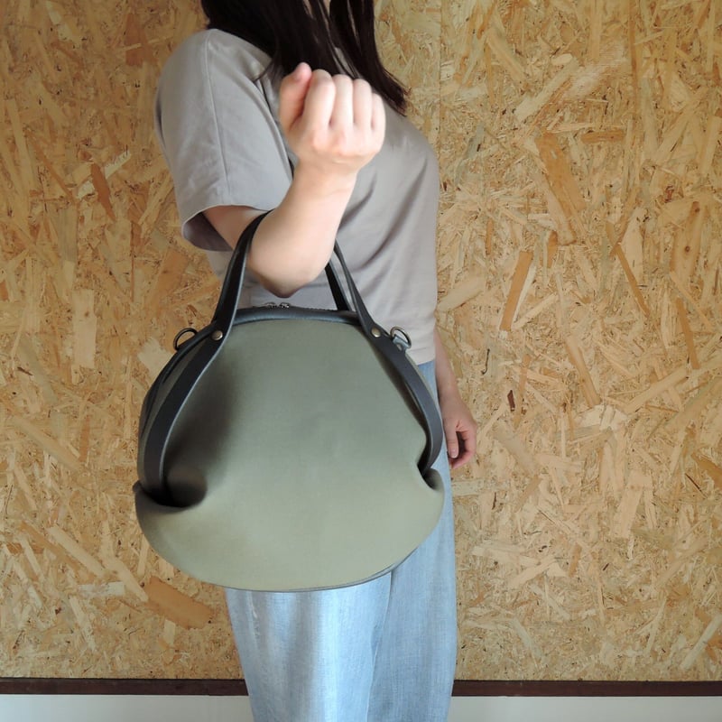 OR531cM-Khaki】8号帆布×ヌメ革 2wayショルダー付ボストンバッグ
