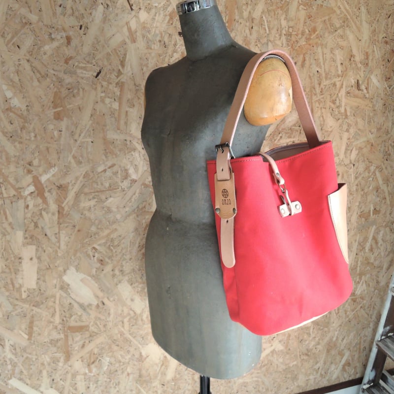≪web限定≫ 【ORZO】8号帆布＆ヌメ革 ワンショルダートート BAG