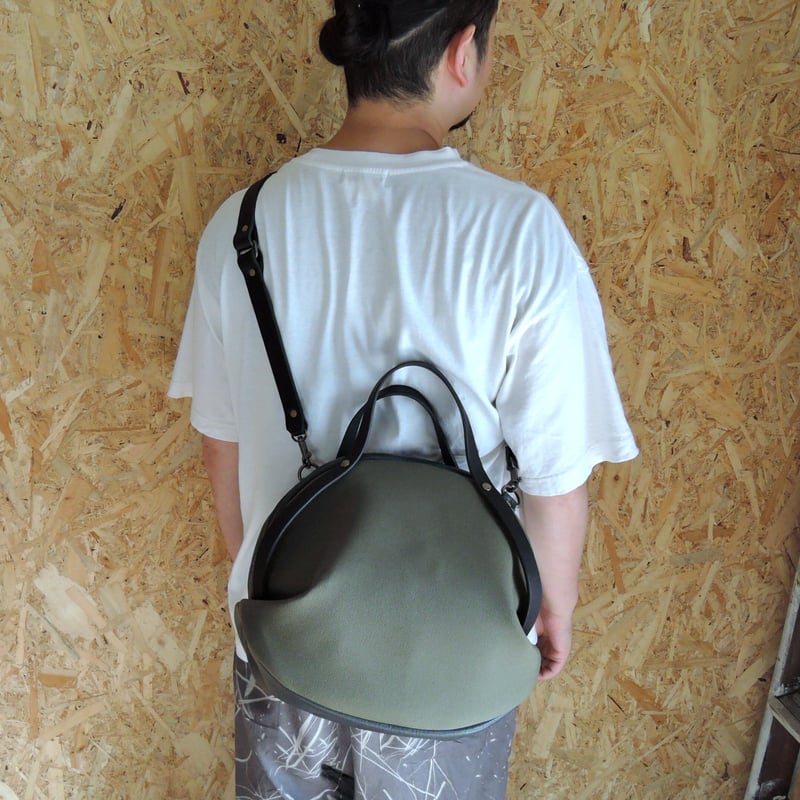OR531cM-Khaki】8号帆布×ヌメ革 2wayショルダー付ボストンバッグ