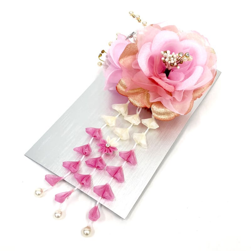 髪飾り おしゃれ 2点セット ピンク フラワー ハート 振袖 ふりそで  