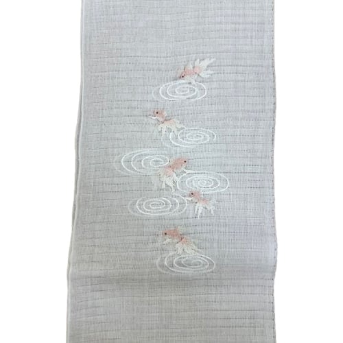 【未使用】　小千谷縮　半衿　刺繍入り 小千谷縮 半衿 おしゃれ 半襟 日本製 おぢやちぢみ 夏用 刺繍 半