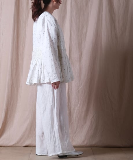 【BUNON】 Embroidery Cache-coeur Blouse