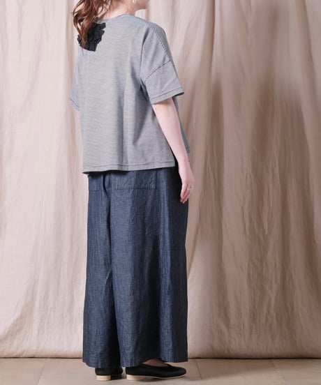 【UNIVERSAL SEVEN】クラシック天竺 ネックフリルTシャツ/US261CT021