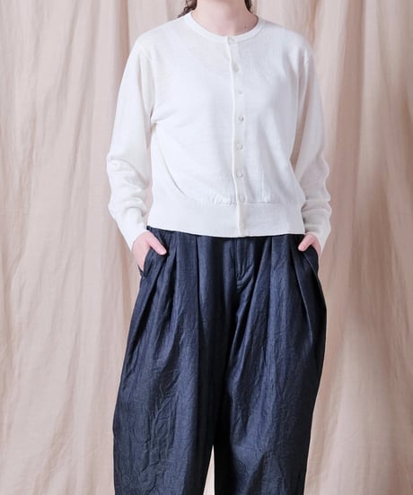 【UNIVERSAL TISSU】French Pure Linen クルーネックカーディガン/UT262KN001