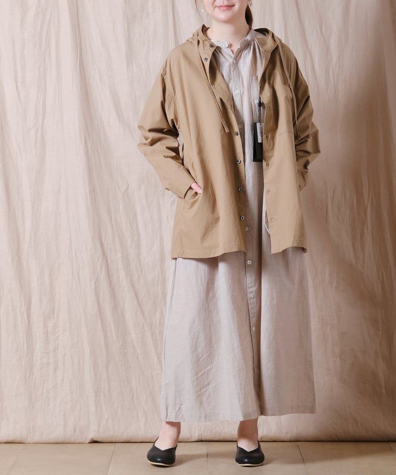 UNIVERSAL SEVEN】コットンキュプラリネン フレンチファーマーズシャツ