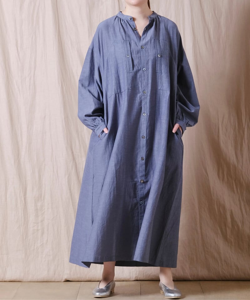 UNIVERSAL SEVEN】コットンキュプラリネン フレンチファーマーズシャツ