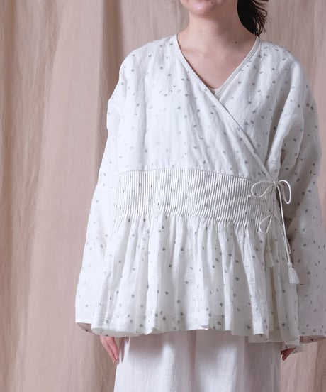 【BUNON】 Embroidery Cache-coeur Blouse