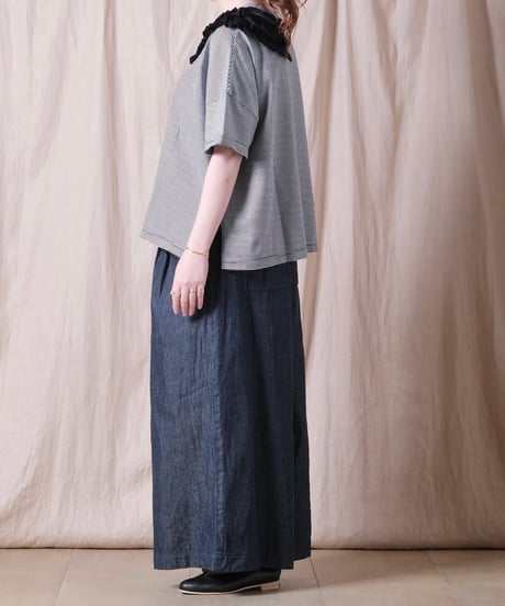 【UNIVERSAL SEVEN】クラシック天竺 ネックフリルTシャツ/US261CT021