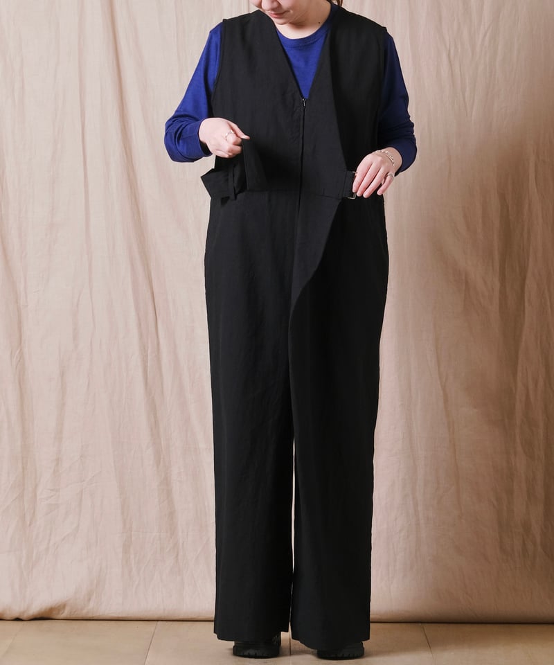 UNIVERSAL TISSU】トリプルワッシャーリネンコットン ラップキュロット