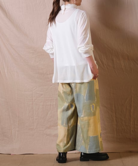 【BUNON】Embroidery Tuck pants