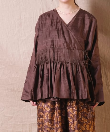 【BUNON】Embroidery Cache-coeur Blouse