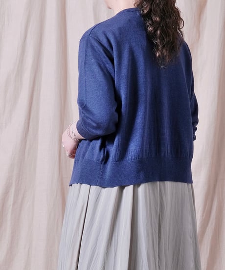【UNIVERSAL TISSU】French Pure Linen クルーネックカーディガン/UT262KN001