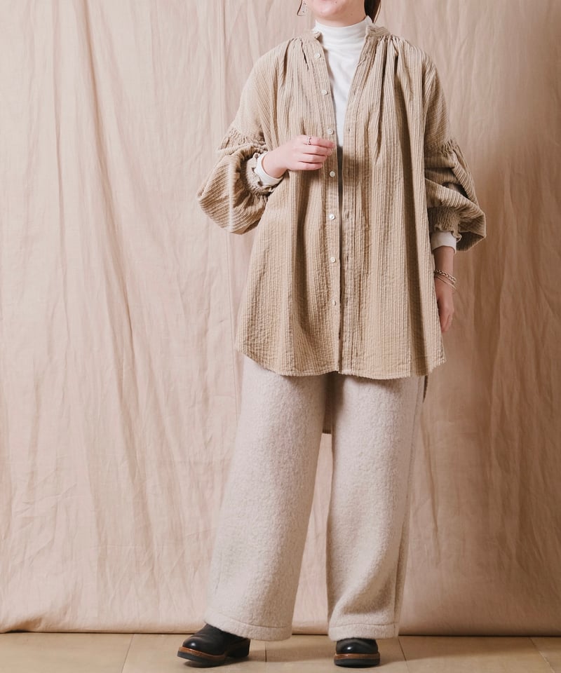 UNIVERSAL TISSU】親子コーデュロイ トリプルシャーリングブラウス
