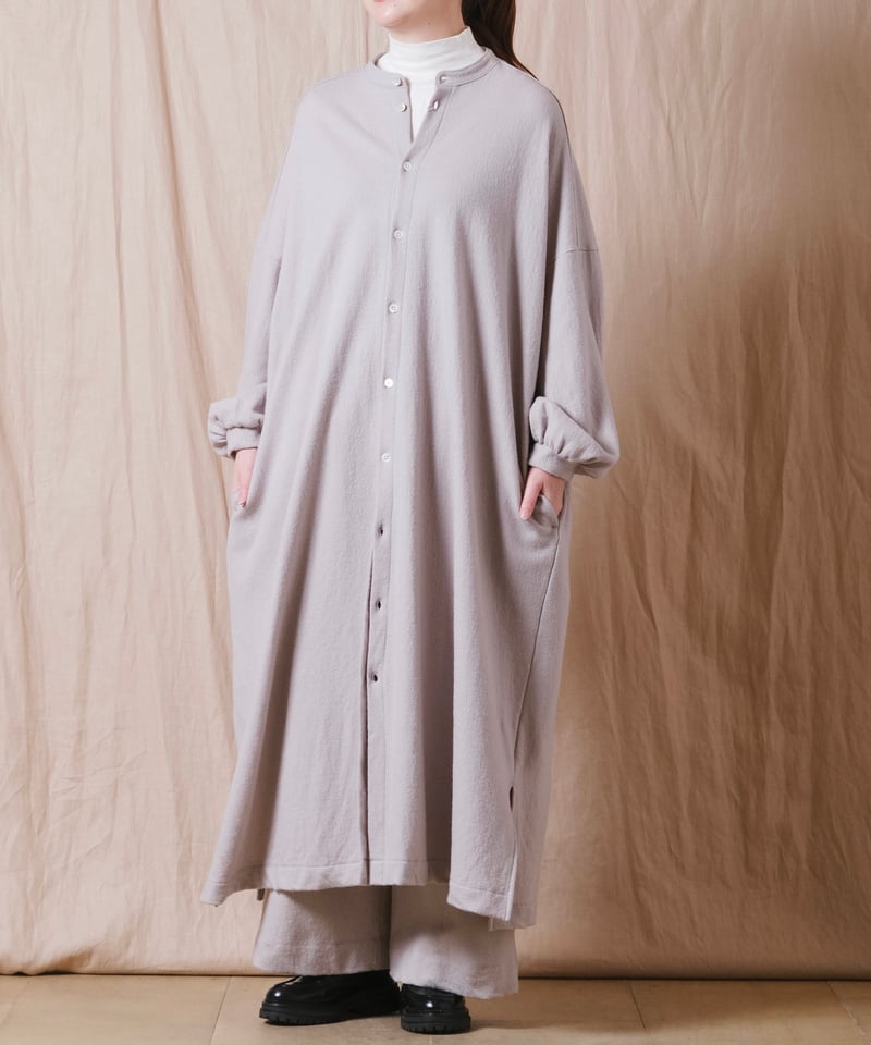 UNIVERSAL TISSU】ウール圧縮 バンドカラーワンピースコート/UT244CT00