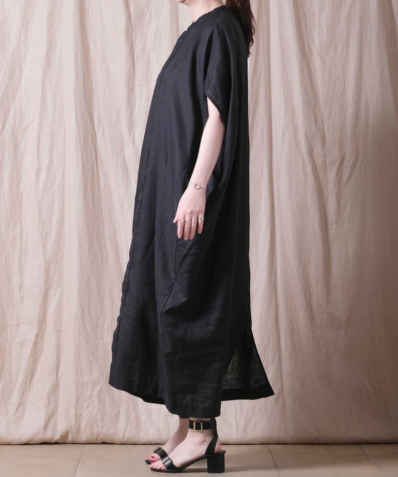 UNIVERSAL TISSU】フレンチリネン 比翼明きコクーンシャツワンピース