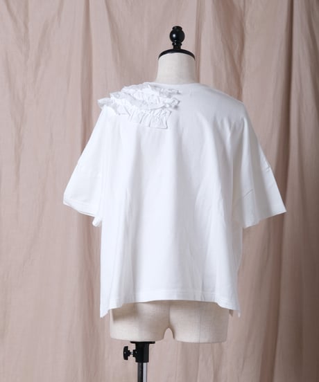 【UNIVERSAL SEVEN】クラシック天竺 ネックフリルTシャツ/US261CT021