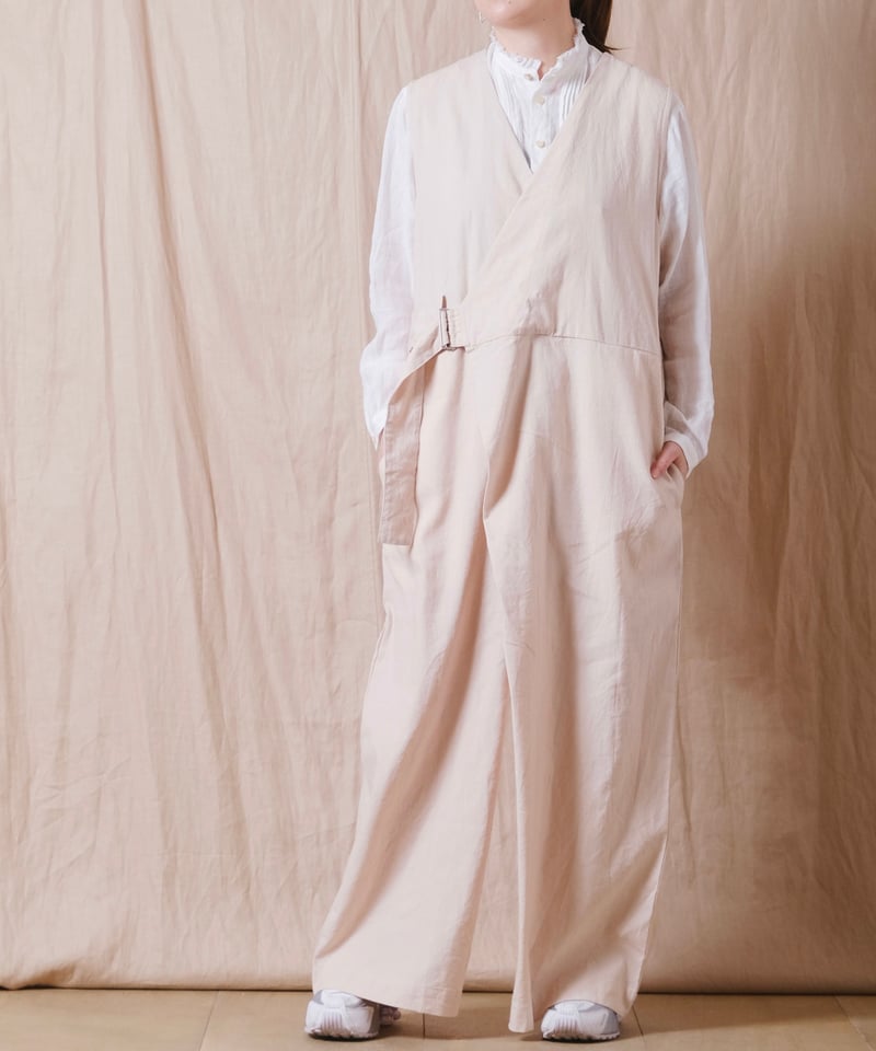 UNIVERSAL TISSU】トリプルワッシャーリネンコットン ラップキュロット