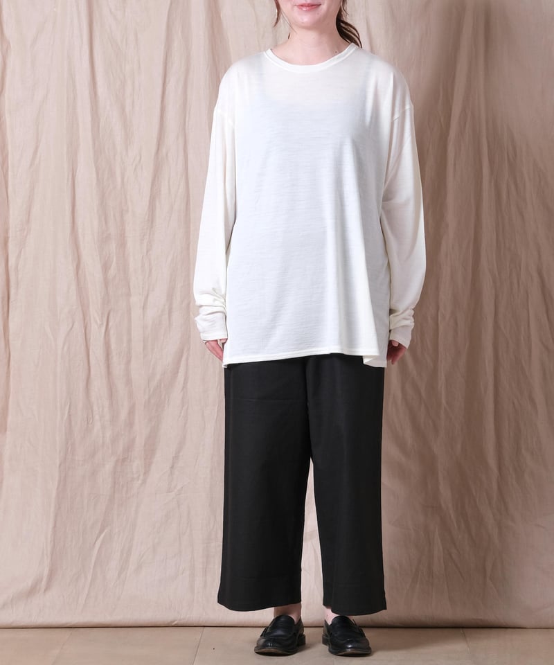 HUIS 遠州織物ウォッシャブルウール天竺シームレスビッグTシャツ HUIS in house］ウォッシャブルウール天竺シームレスビッグT