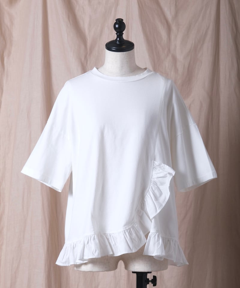 UNIVERSAL SEVEN】クラシック天竺 フリルTシャツ/US242CT026 | c