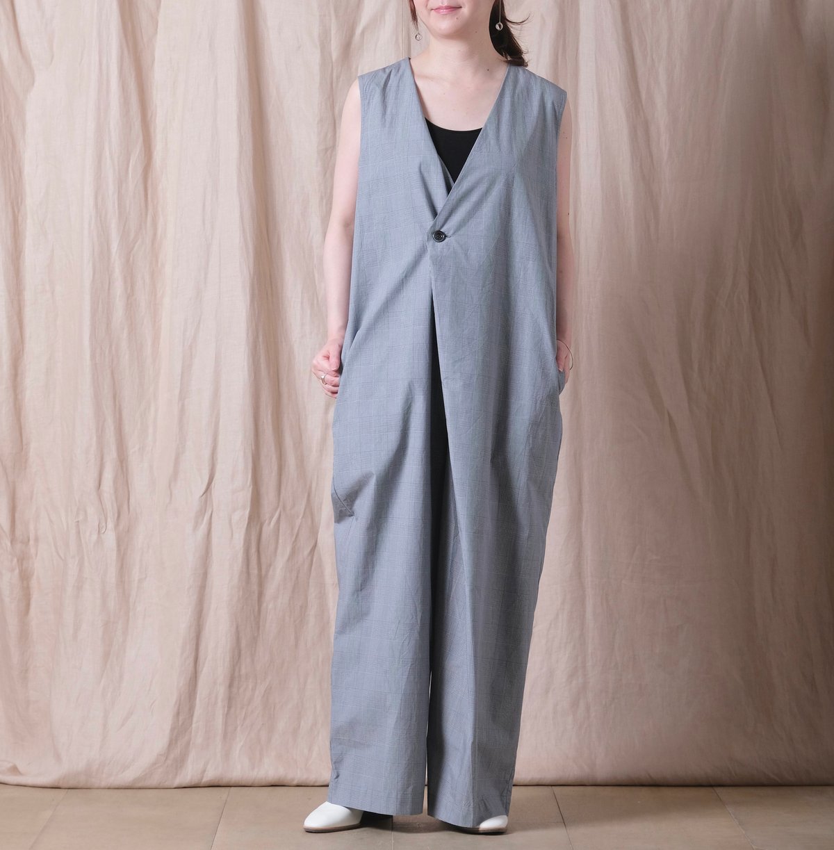 タグ付⭕️UNIVERSAL TISSU ヘリンボーンウール サロペットパンツ