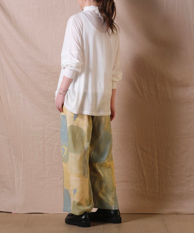 BUNON ブノン Tuck Pants プリントパンツ M シルク BUNON ブノン : Embroidery TuckPants プリントパンツ | BUNON